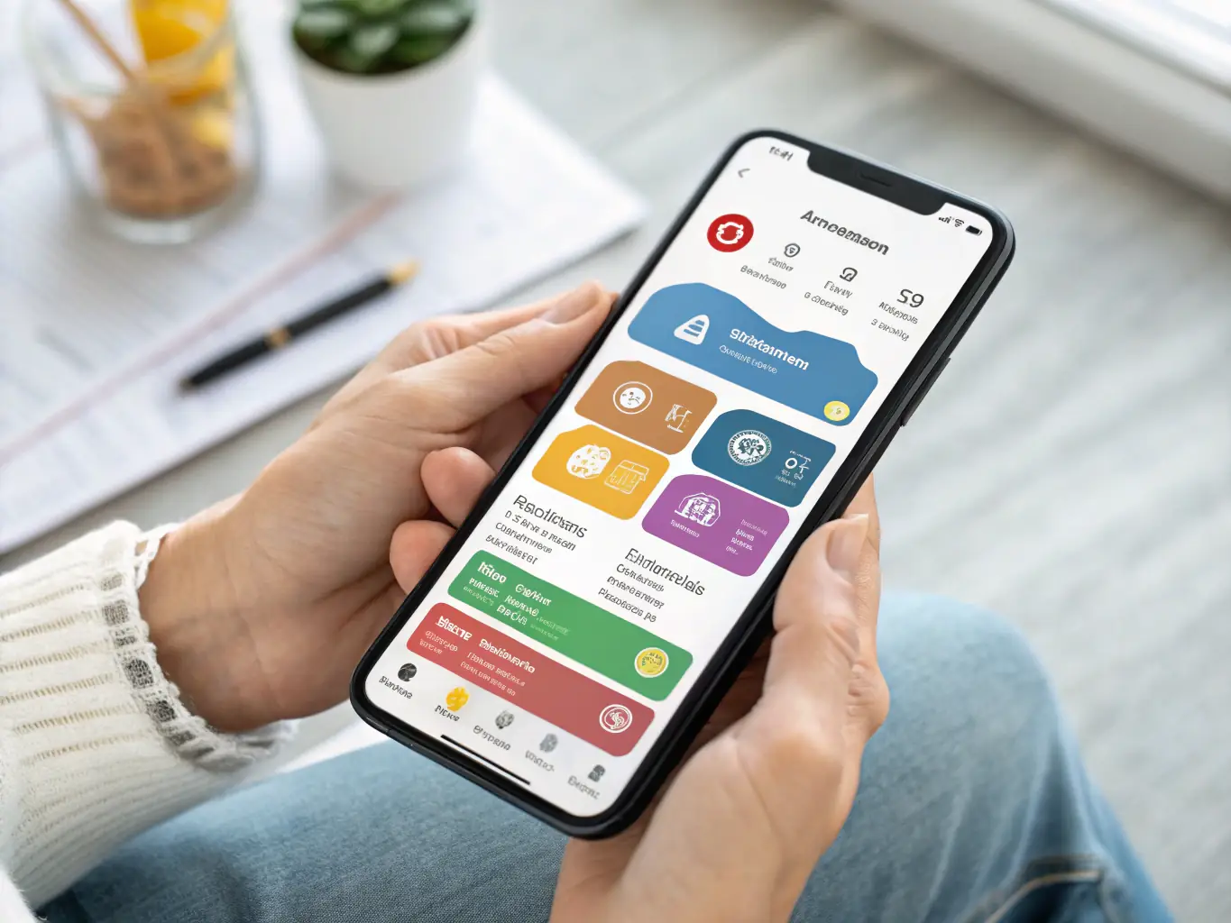 A person using a mobile banking app on their smartphone, showcasing the ease and convenience of mobile banking with Lumin Digital.